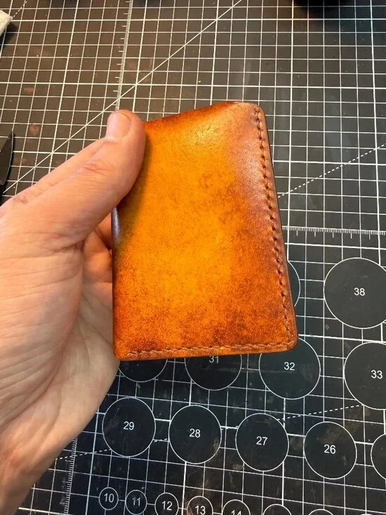 Handcrafted Full Grain Leather Minimalist Card Holder Wallet with Snap Flap - Picture 4 of 5